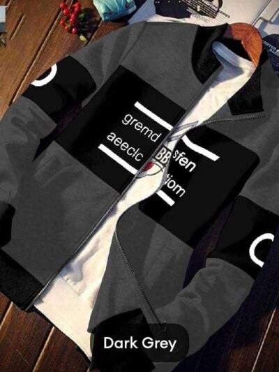 1 Pc Men's Fleece Printed Fleece Zipper Jacket